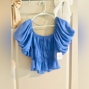 Altar’d State blue ruffle crop top
